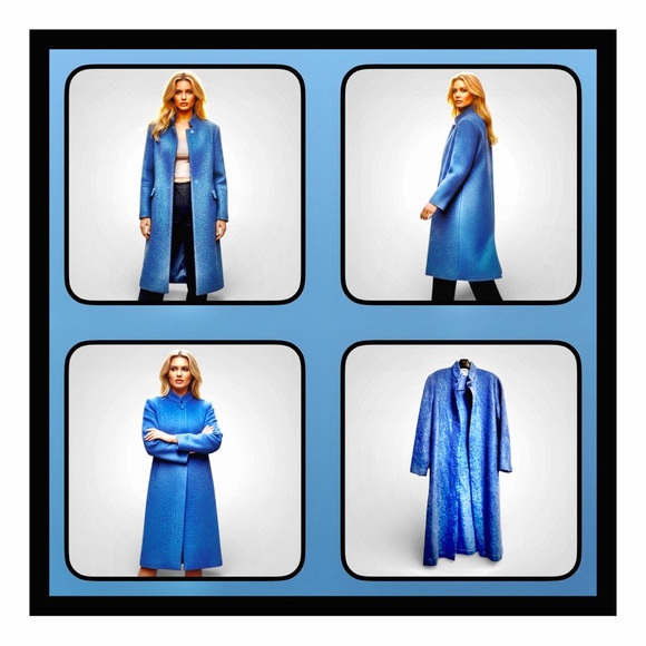 Carlisle Vintage Mohair-Blend Trench Coat. Cobalt Blue. Size 4 - Picture 6 of 9